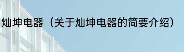 灿坤电器（关于灿坤电器的简要介绍）