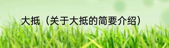 大抵（关于大抵的简要介绍）