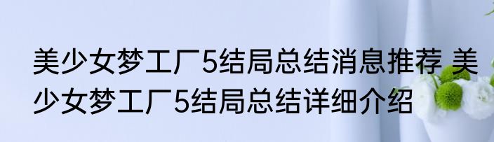 美少女梦工厂5结局总结消息推荐 美少女梦工厂5结局总结详细介绍