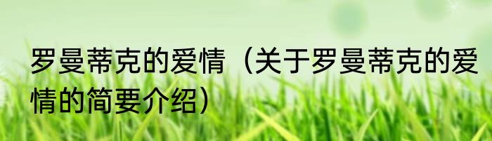 罗曼蒂克的爱情（关于罗曼蒂克的爱情的简要介绍）