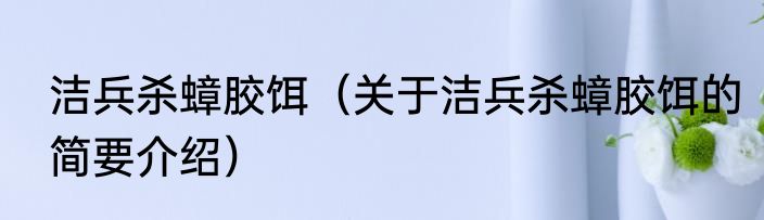 洁兵杀蟑胶饵（关于洁兵杀蟑胶饵的简要介绍）