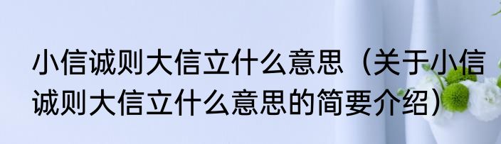 小信诚则大信立什么意思（关于小信诚则大信立什么意思的简要介绍）