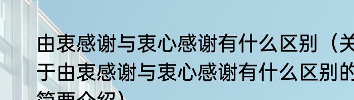 由衷感谢与衷心感谢有什么区别（关于由衷感谢与衷心感谢有什么区别的简要介绍）