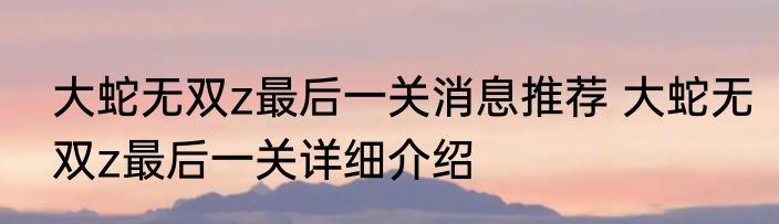 大蛇无双z最后一关消息推荐 大蛇无双z最后一关详细介绍