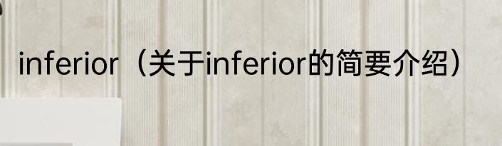 inferior（关于inferior的简要介绍）