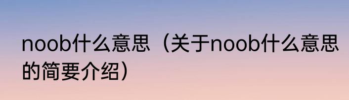 noob什么意思（关于noob什么意思的简要介绍）