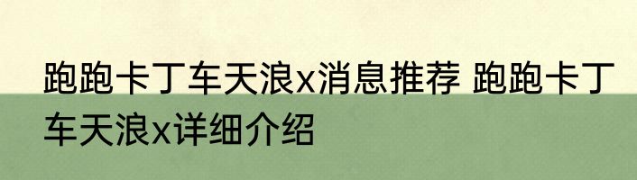 跑跑卡丁车天浪x消息推荐 跑跑卡丁车天浪x详细介绍