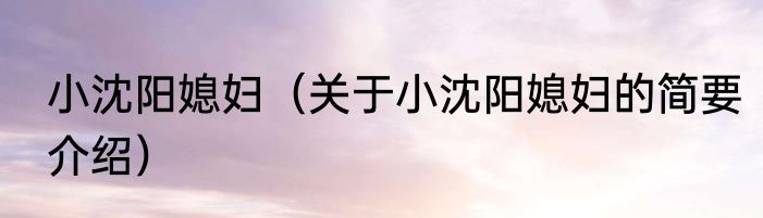 小沈阳媳妇（关于小沈阳媳妇的简要介绍）