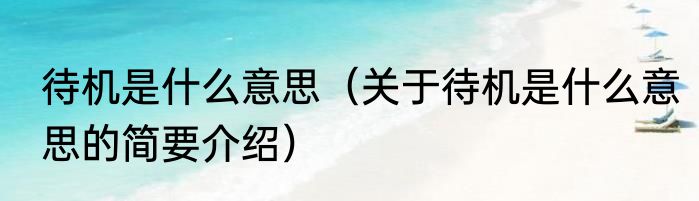 待机是什么意思（关于待机是什么意思的简要介绍）