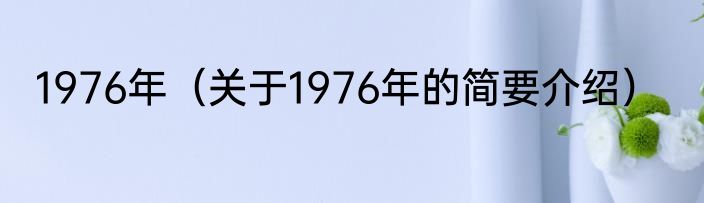 1976年（关于1976年的简要介绍）