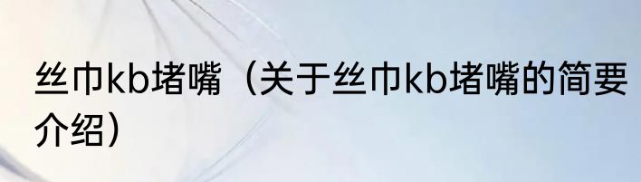 丝巾kb堵嘴（关于丝巾kb堵嘴的简要介绍）