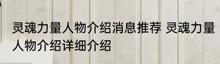 灵魂力量人物介绍消息推荐 灵魂力量人物介绍详细介绍
