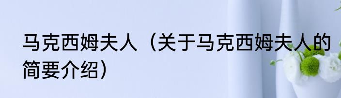 马克西姆夫人（关于马克西姆夫人的简要介绍）