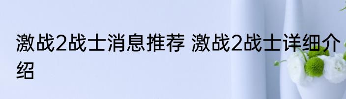 激战2战士消息推荐 激战2战士详细介绍