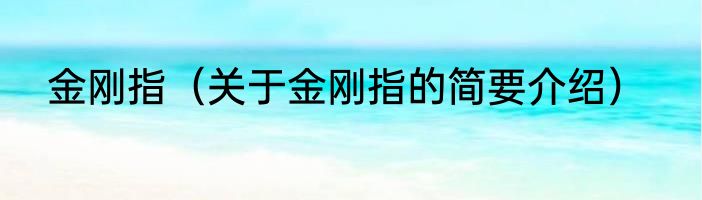 金刚指（关于金刚指的简要介绍）