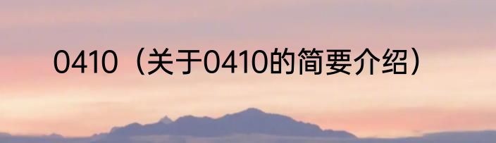 0410(关于0410的简要介绍)