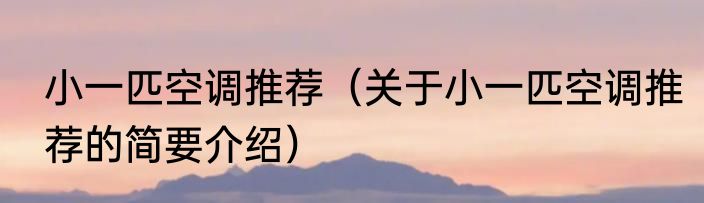 小一匹空调推荐（关于小一匹空调推荐的简要介绍）