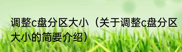 调整c盘分区大小（关于调整c盘分区大小的简要介绍）
