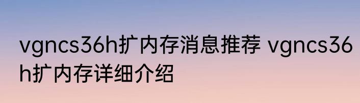 vgncs36h扩内存消息推荐 vgncs36h扩内存详细介绍