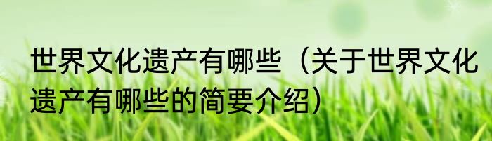 世界文化遗产有哪些（关于世界文化遗产有哪些的简要介绍）