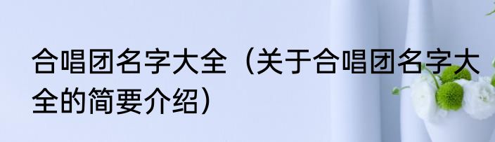 合唱团名字大全（关于合唱团名字大全的简要介绍）
