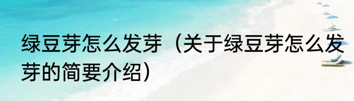 绿豆芽怎么发芽（关于绿豆芽怎么发芽的简要介绍）