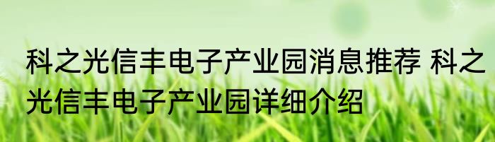 科之光信丰电子产业园消息推荐 科之光信丰电子产业园详细介绍