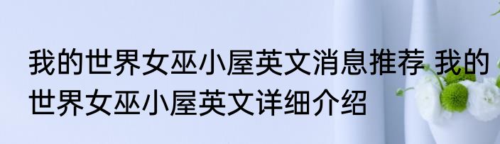 我的世界女巫小屋英文消息推荐 我的世界女巫小屋英文详细介绍