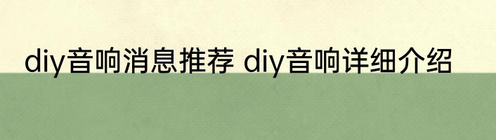 diy音响消息推荐 diy音响详细介绍