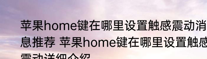 苹果home键在哪里设置触感震动消息推荐 苹果home键在哪里设置触感震动详细介绍