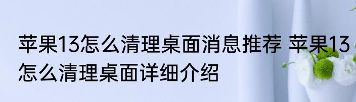 苹果13怎么清理桌面消息推荐 苹果13怎么清理桌面详细介绍