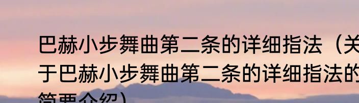巴赫小步舞曲第二条的详细指法（关于巴赫小步舞曲第二条的详细指法的简要介绍）
