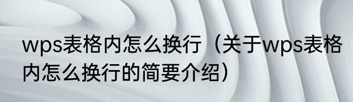 wps表格内怎么换行（关于wps表格内怎么换行的简要介绍）