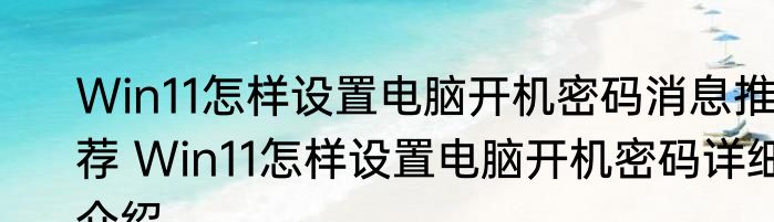 Win11怎样设置电脑开机密码消息推荐 Win11怎样设置电脑开机密码详细介绍