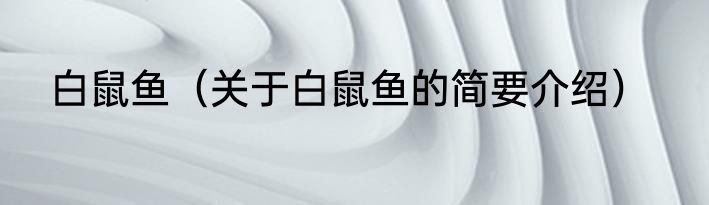 白鼠鱼（关于白鼠鱼的简要介绍）