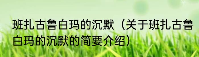 班扎古鲁白玛的沉默（关于班扎古鲁白玛的沉默的简要介绍）