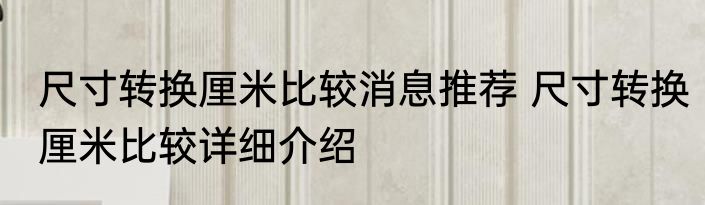 尺寸转换厘米比较消息推荐 尺寸转换厘米比较详细介绍