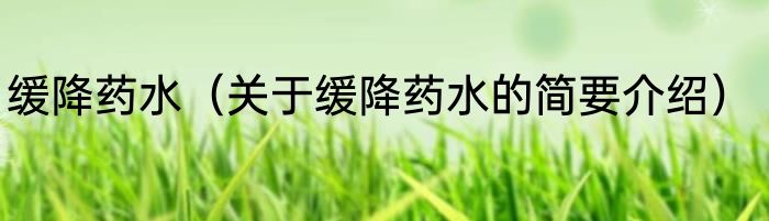 缓降药水（关于缓降药水的简要介绍）