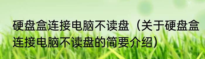 硬盘盒连接电脑不读盘（关于硬盘盒连接电脑不读盘的简要介绍）
