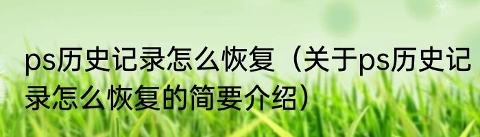 ps历史记录怎么恢复（关于ps历史记录怎么恢复的简要介绍）