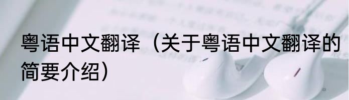 粤语中文翻译（关于粤语中文翻译的简要介绍）