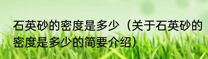 石英砂的密度是多少（关于石英砂的密度是多少的简要介绍）