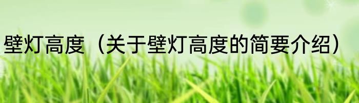 壁灯高度（关于壁灯高度的简要介绍）