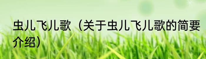 虫儿飞儿歌（关于虫儿飞儿歌的简要介绍）