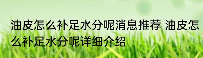油皮怎么补足水分呢消息推荐 油皮怎么补足水分呢详细介绍