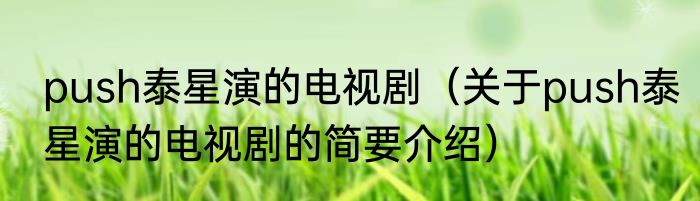 push泰星演的电视剧（关于push泰星演的电视剧的简要介绍）