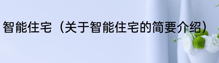 智能住宅（关于智能住宅的简要介绍）