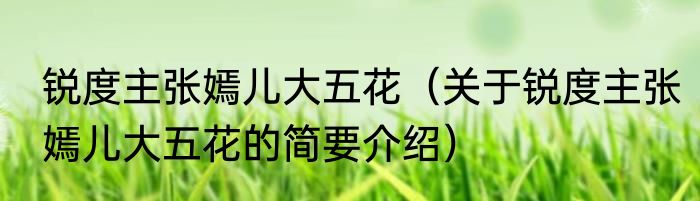锐度主张嫣儿大五花（关于锐度主张嫣儿大五花的简要介绍）