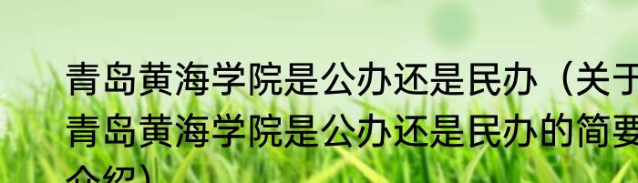 青岛黄海学院是公办还是民办（关于青岛黄海学院是公办还是民办的简要介绍）