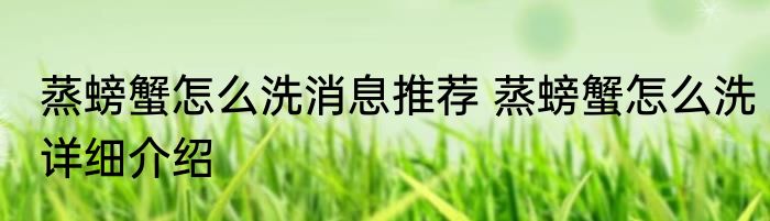 蒸螃蟹怎么洗消息推荐 蒸螃蟹怎么洗详细介绍